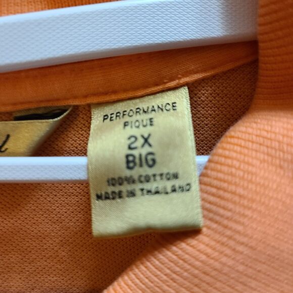 Gold Label Roundtree & Yorke Mens Polo Orange Size 2X Big 100% Cotton Pullover - Picture 6 of 12